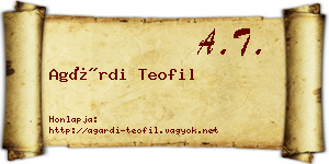 Agárdi Teofil névjegykártya